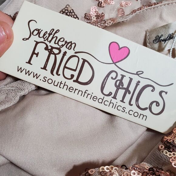 Southern Fried Chics Catching Compliments Dress Sz Large NWT Sequins - Picture 8 of 9